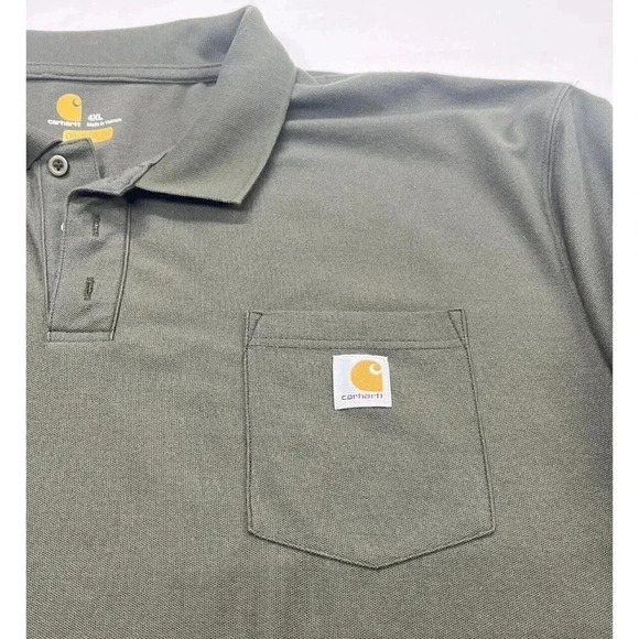 Carhartt Men's Adult Size 4XL Polo Original Fit Work Green Cotton Short Sleeve - Picture 2 of 8